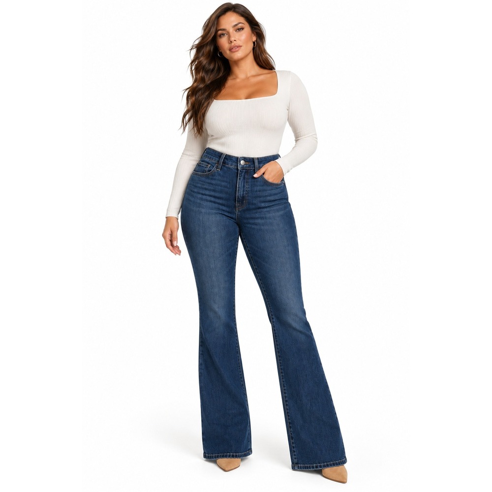 Good American Good Classic Slim Bootcut Jeans High Rise Indigo Blue Size 4/27